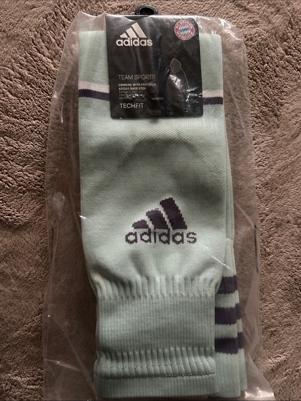 OVERSOCK adidas Mint Green Crew Socks with Purple Logo